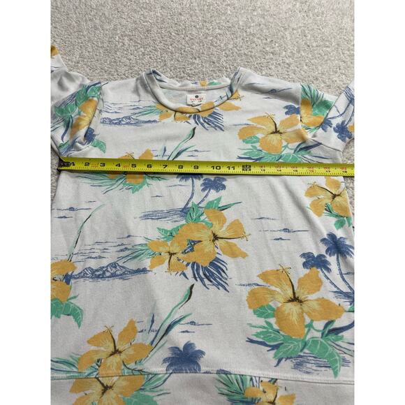 Sundry by J.Crew Women's Small Hawaiian Mountain Floral Sweatshirt Yellow Blue - Picture 3 of 8